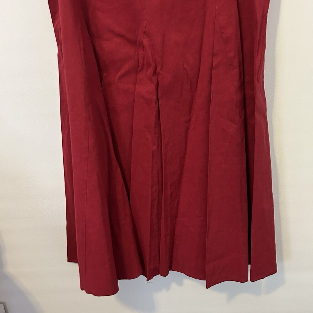 SUTTON STUDIO MAXI Skirt Size 16 Red Linen Rayon Mermaid Pleats NWT Classic - Picture 4 of 10